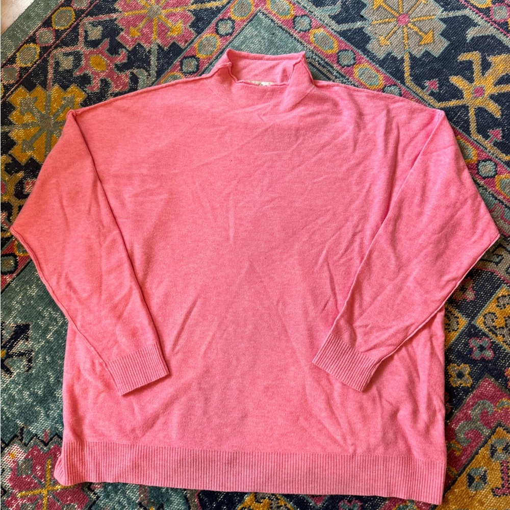 Zenana Candy Pink Soft  Mock Neck Sweater